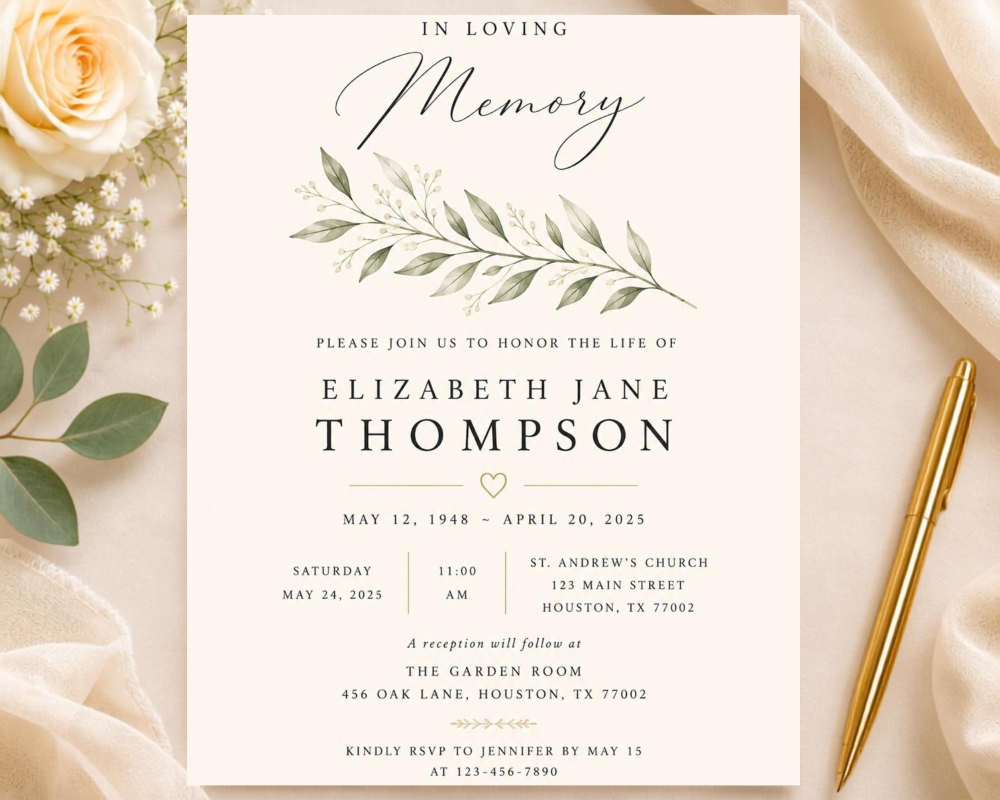 Funeral Invitation Template preview 2