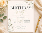 Botanical Birthday Invitation Template preview 2