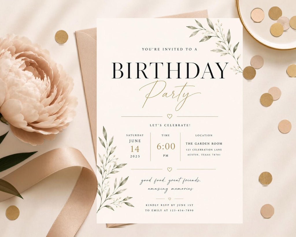 Botanical Birthday Invitation Template preview 7