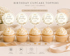 Botanical Birthday Cupcake Topper Template preview 3