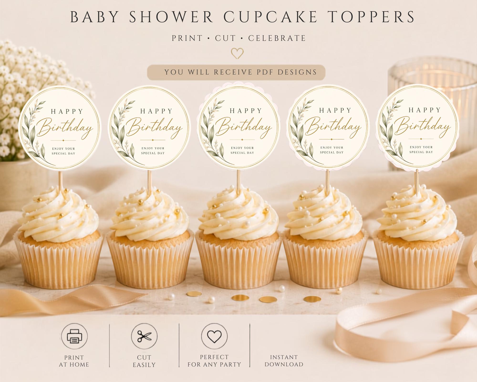 First Birthday Cupcake Topper Template preview 4