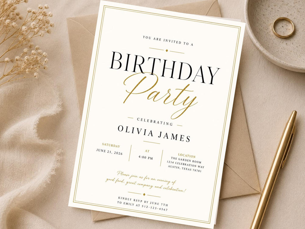 Modern Typography Birthday Invitation Template preview 4