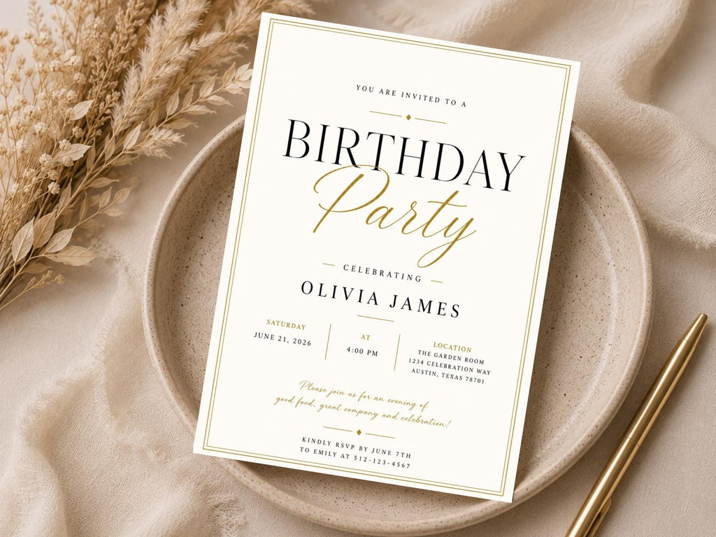 Modern Typography Birthday Invitation Template preview 5