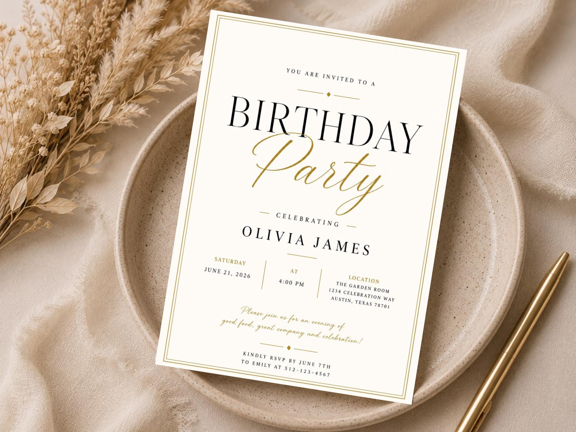 Modern Typography Birthday Invitation Template preview 5