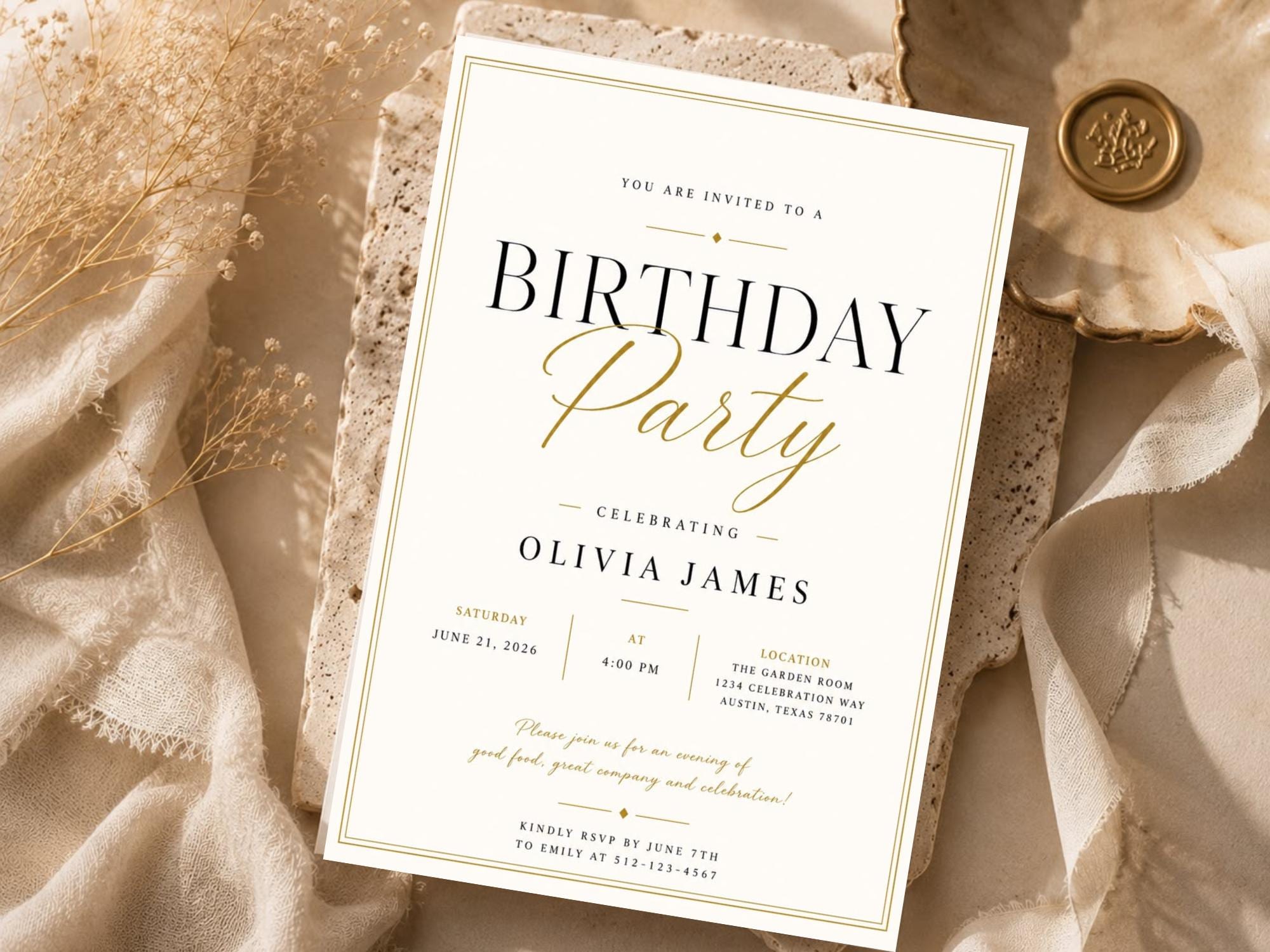 Modern Typography Birthday Invitation Template preview 6