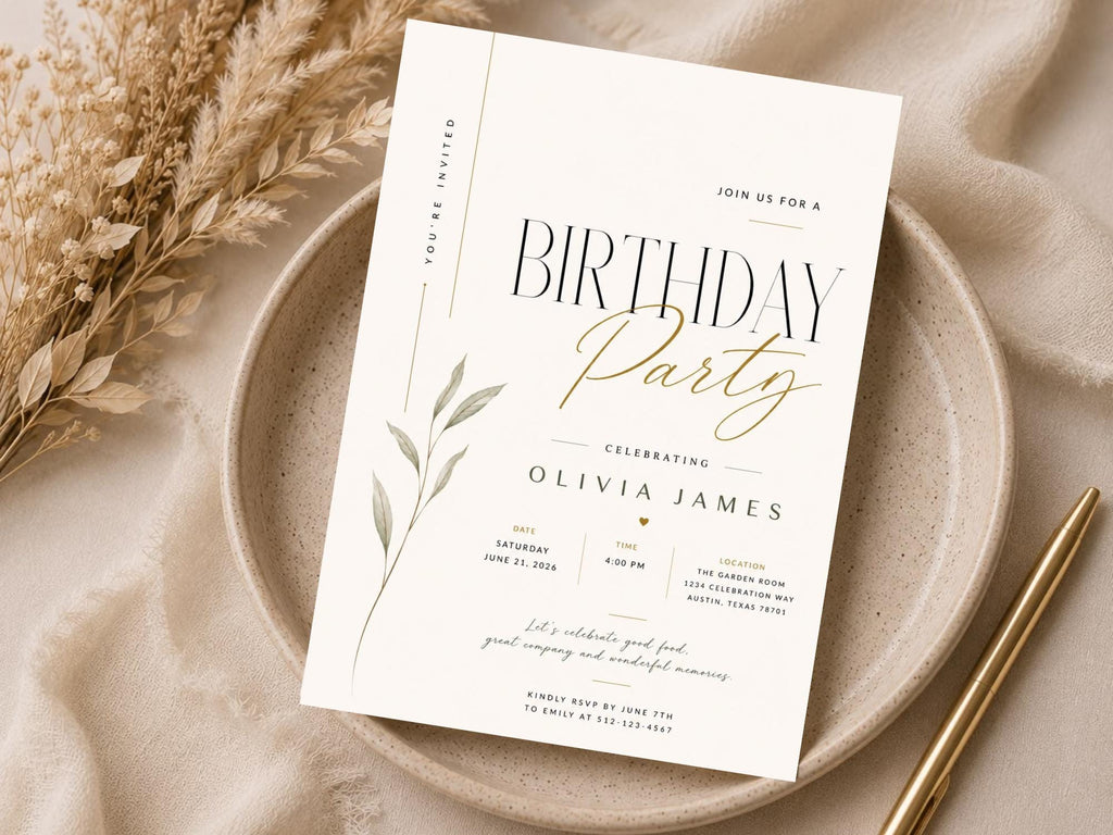 Botanical Birthday Invitation Template preview 5