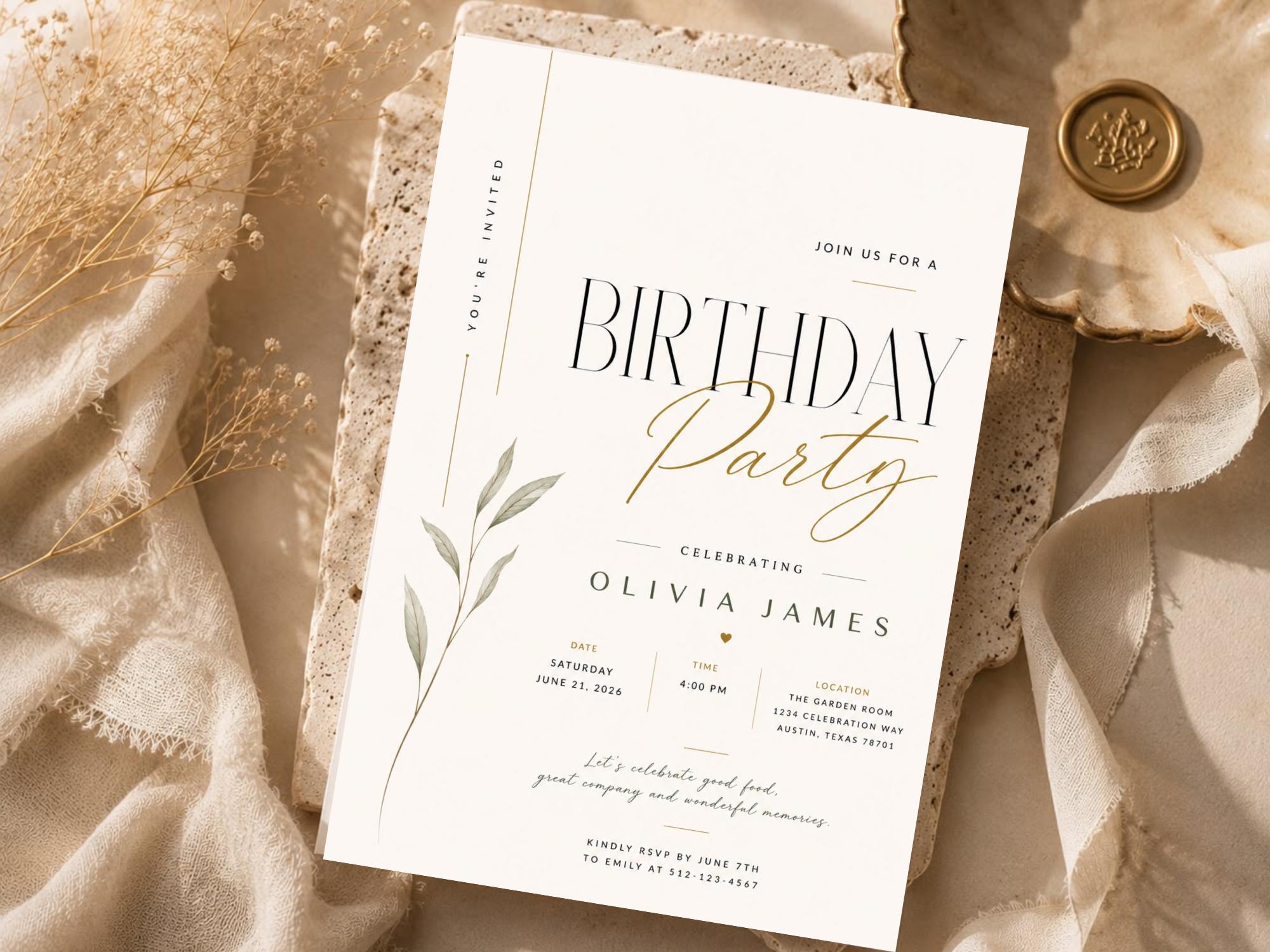 Botanical Birthday Invitation Template preview 6