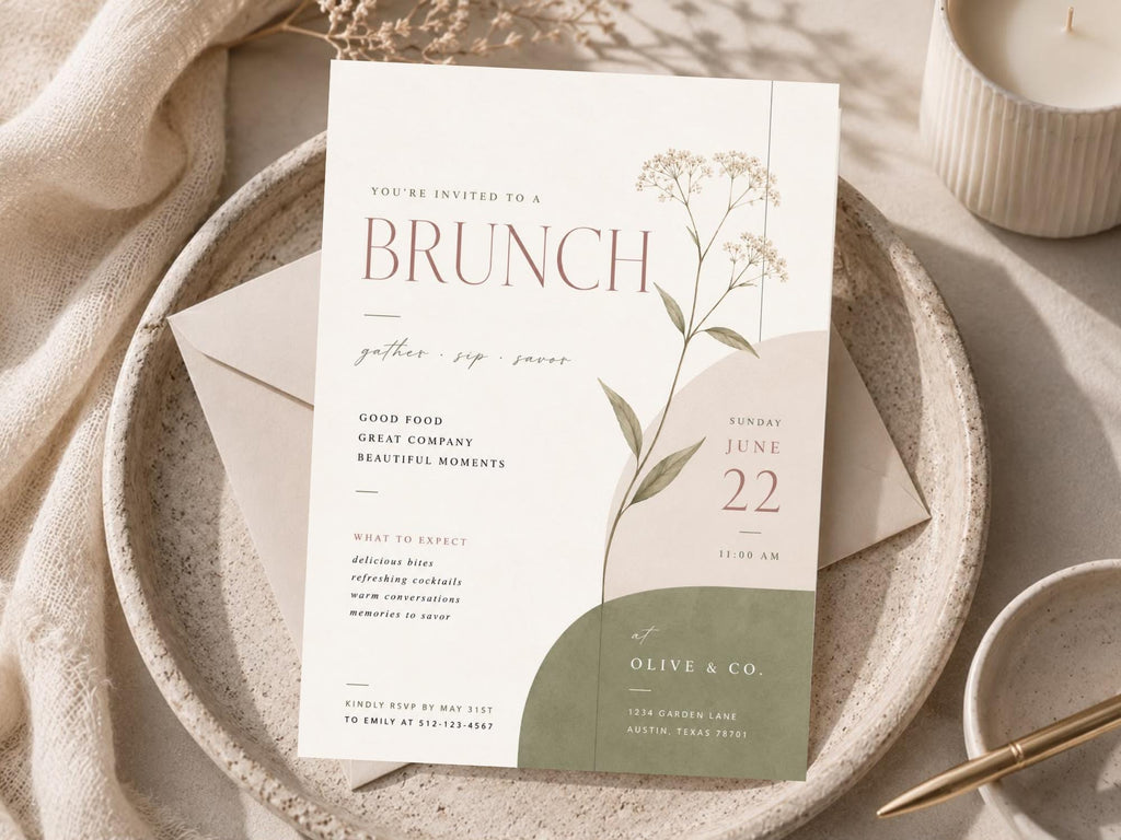 Brunch Invitation Template Sage & Terracotta preview 1