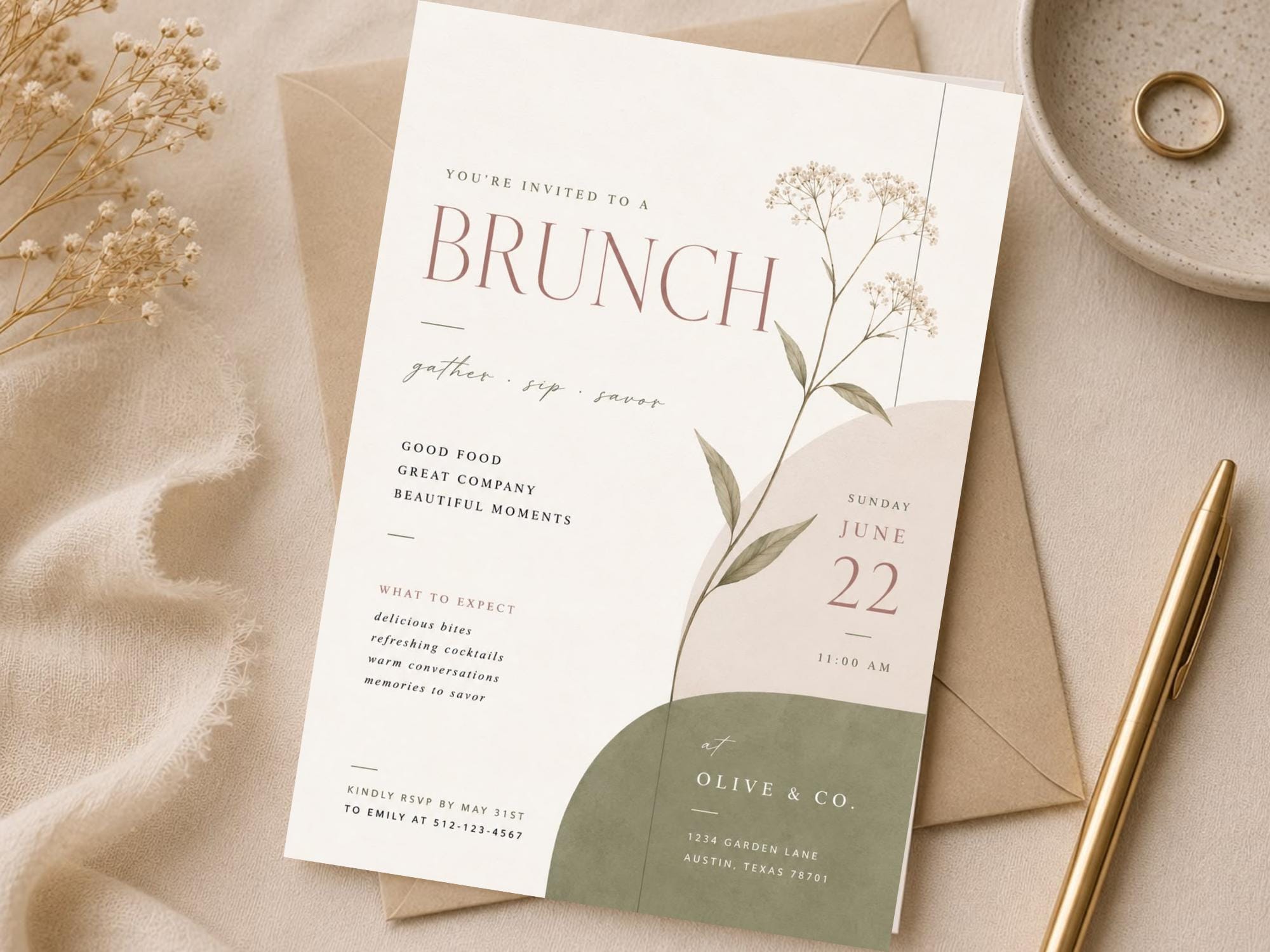 Brunch Invitation Template Sage & Terracotta preview 6