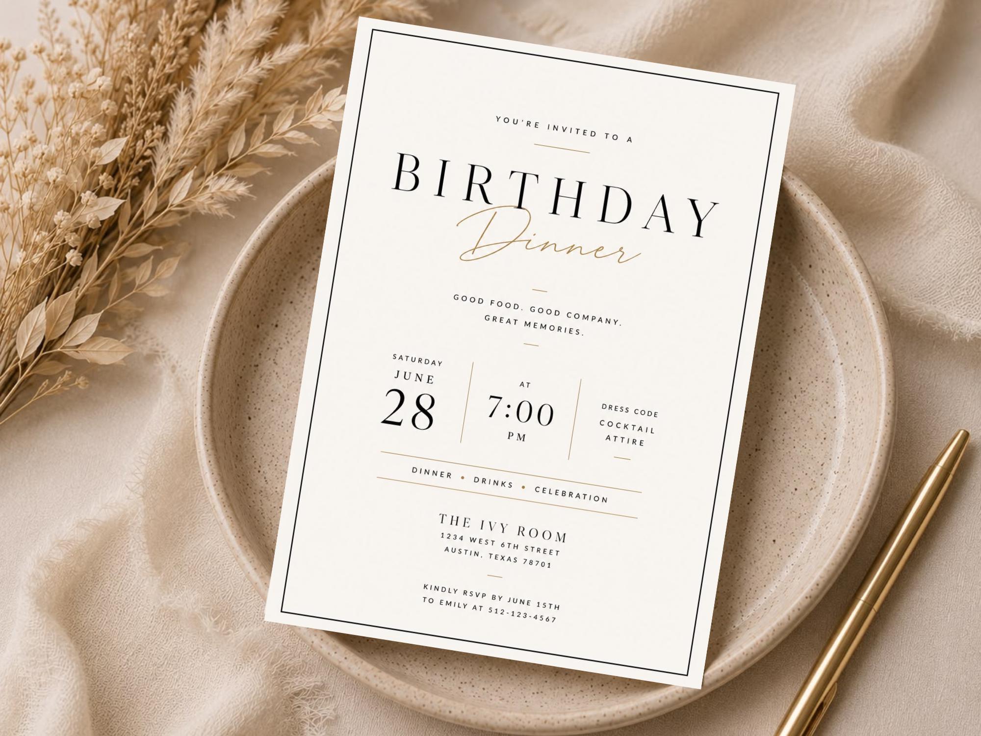 Birthday Dinner Invitation Template preview 5