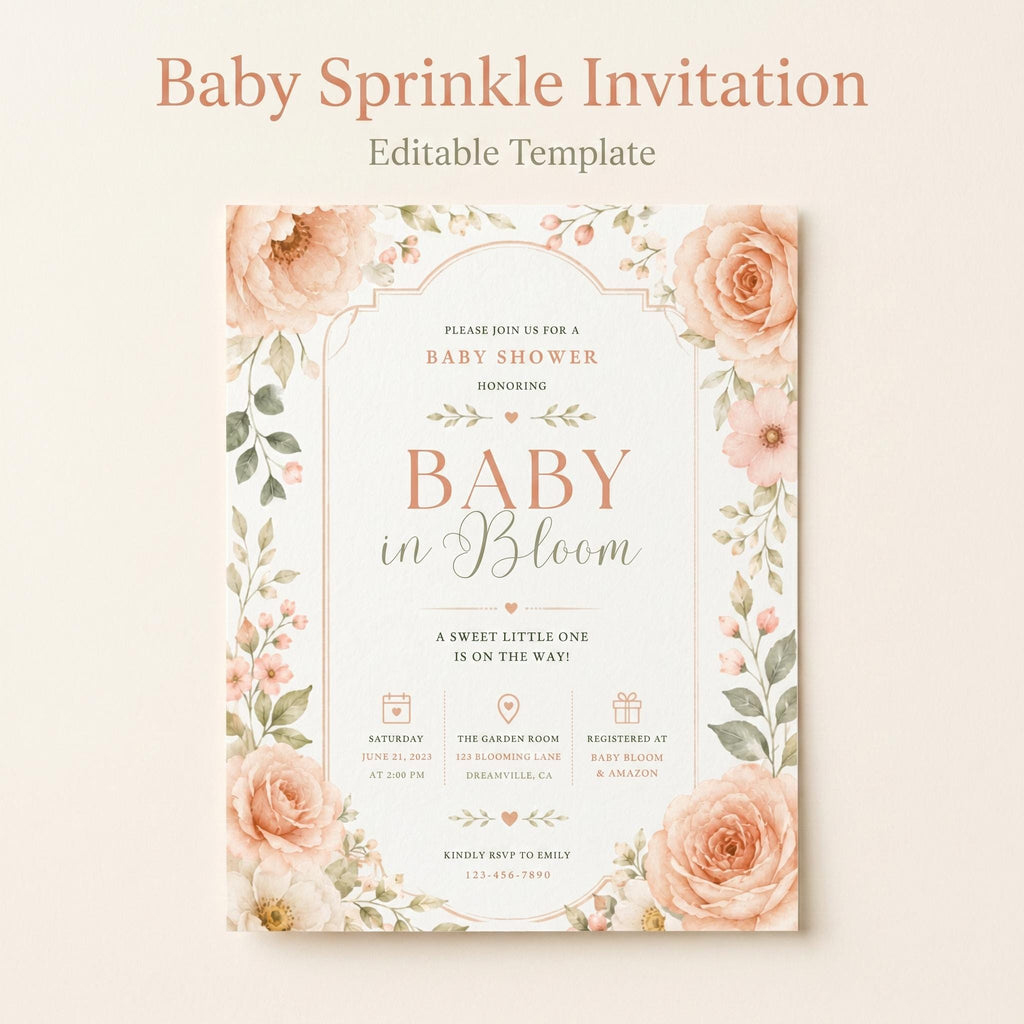Baby Sprinkle Invitation Canva Template – printable template preview 4