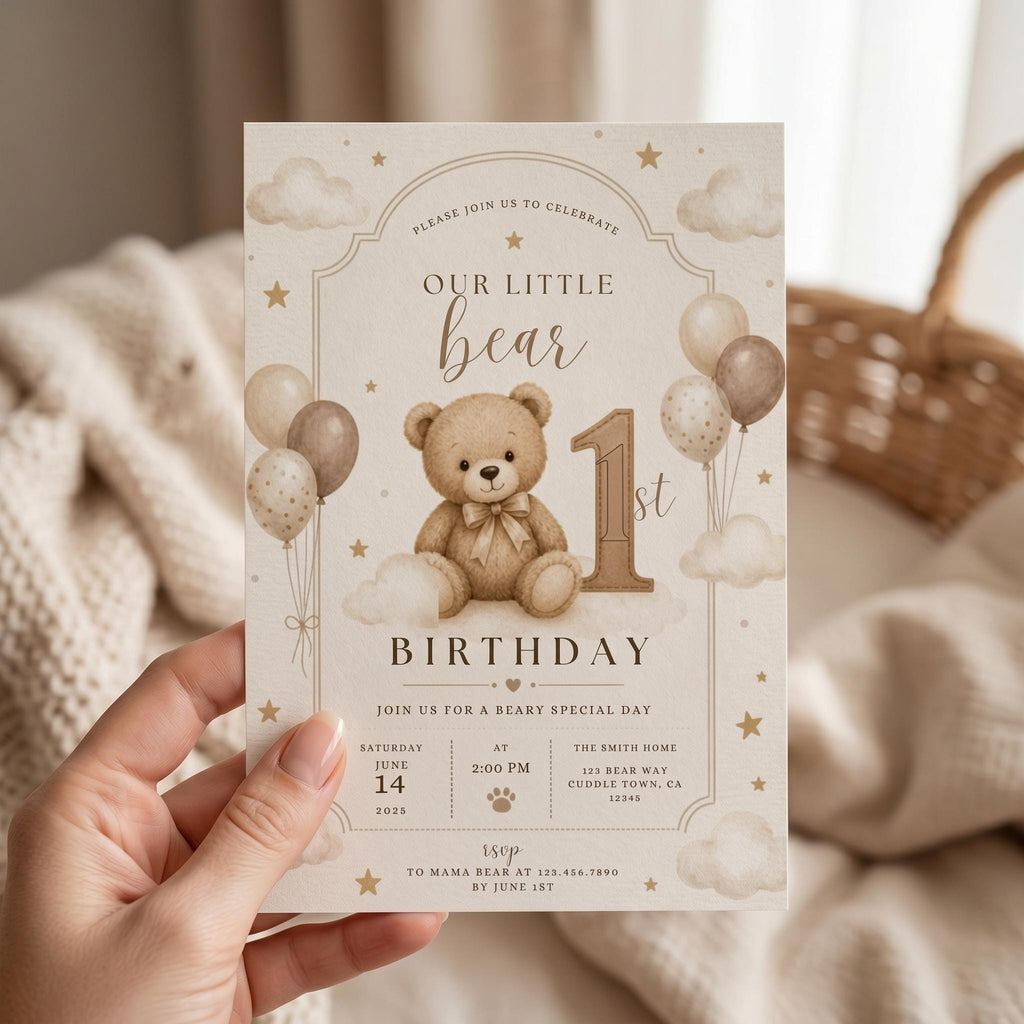 Beary First Birthday Invitation preview 10