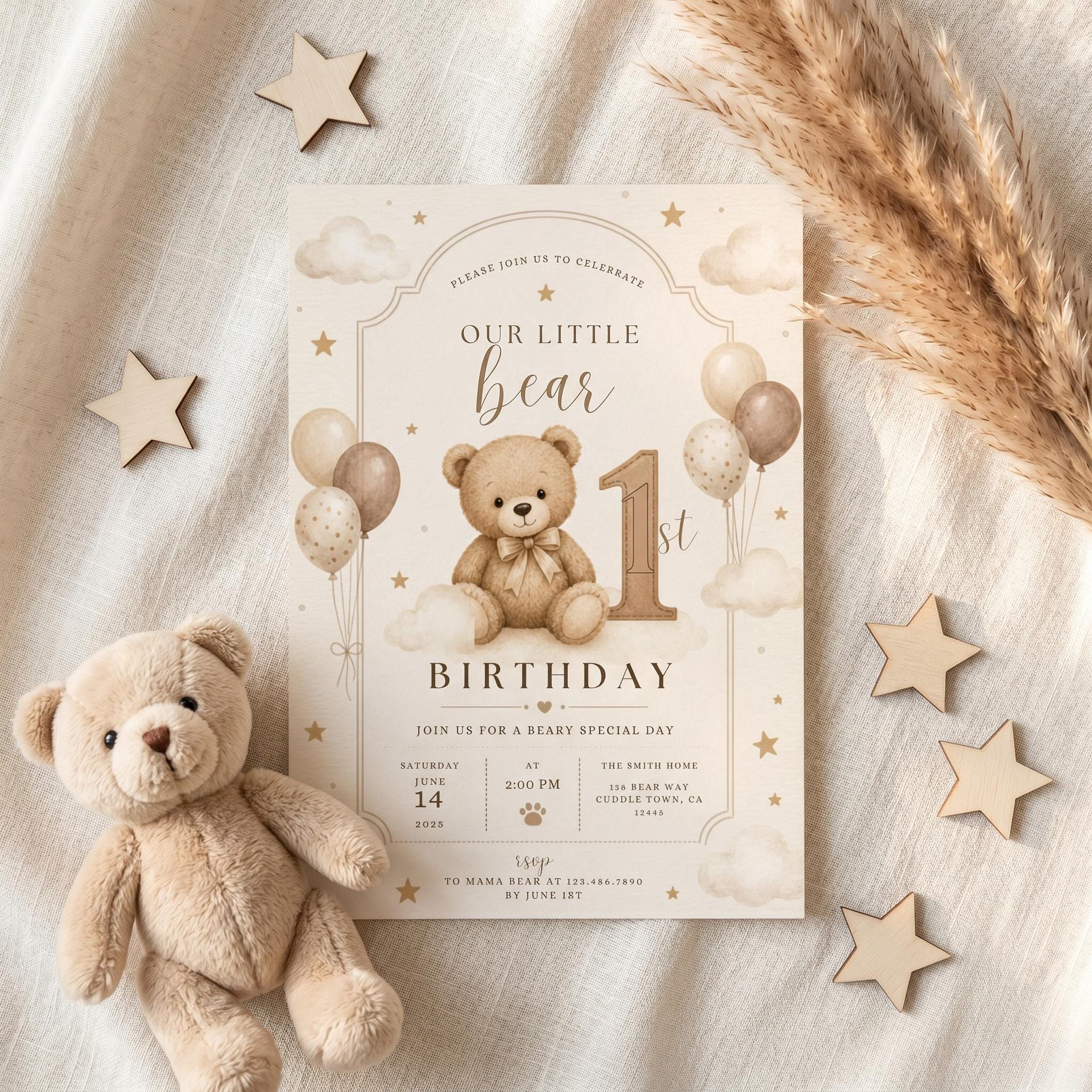 Beary First Birthday Invitation preview 9
