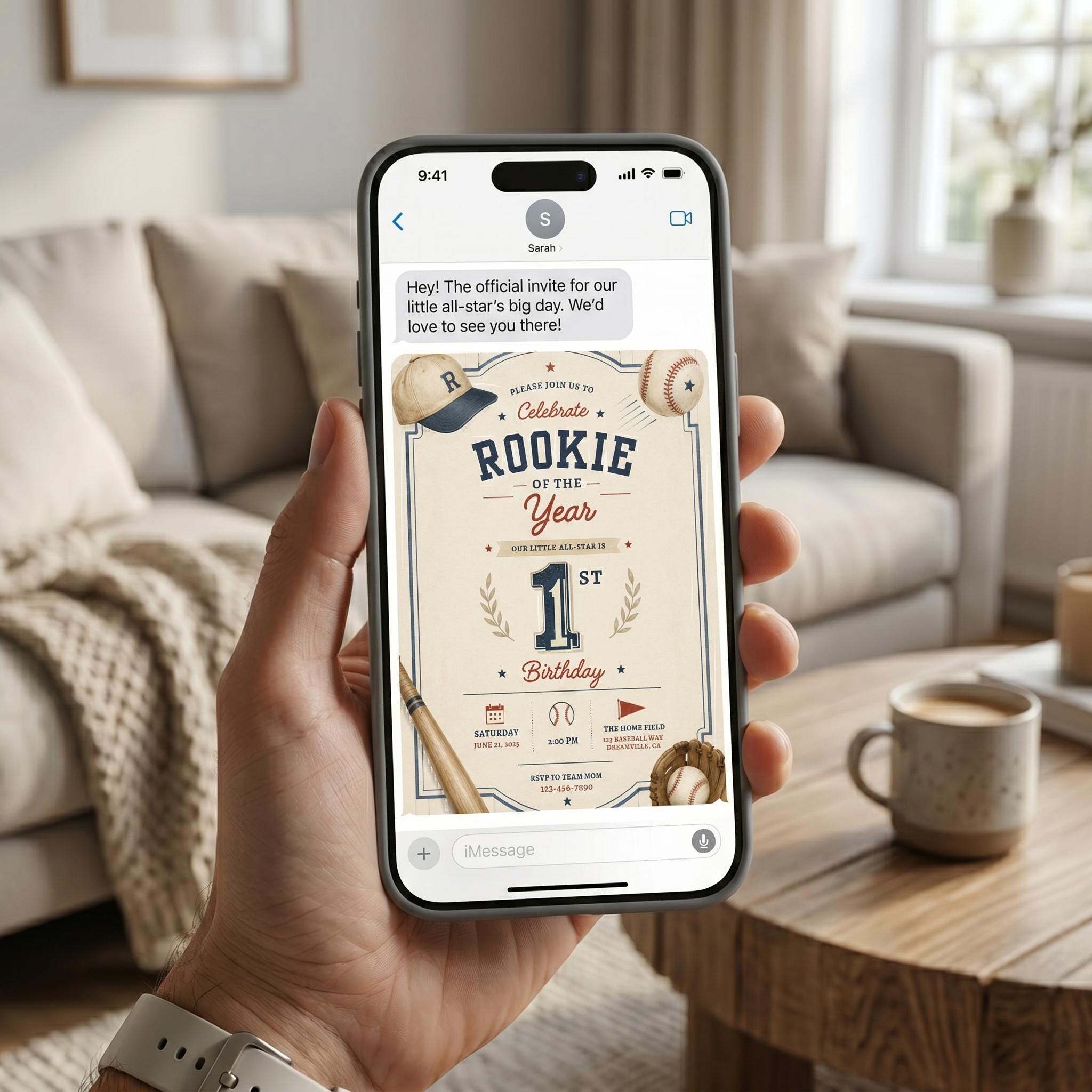 Rookie Of The Year Birthday Invitation Boy – printable template preview 2