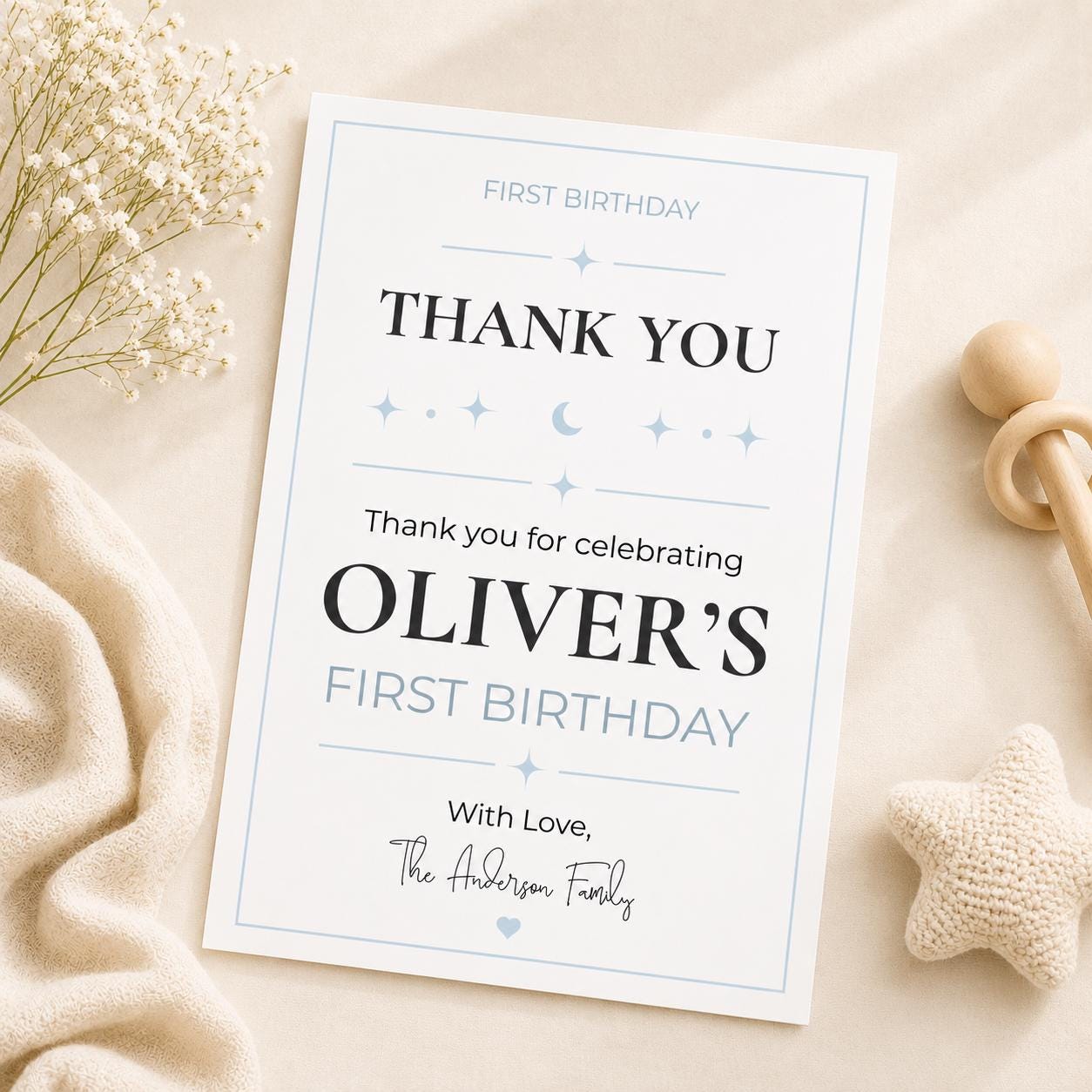 First Birthday Thank You Card preview 1