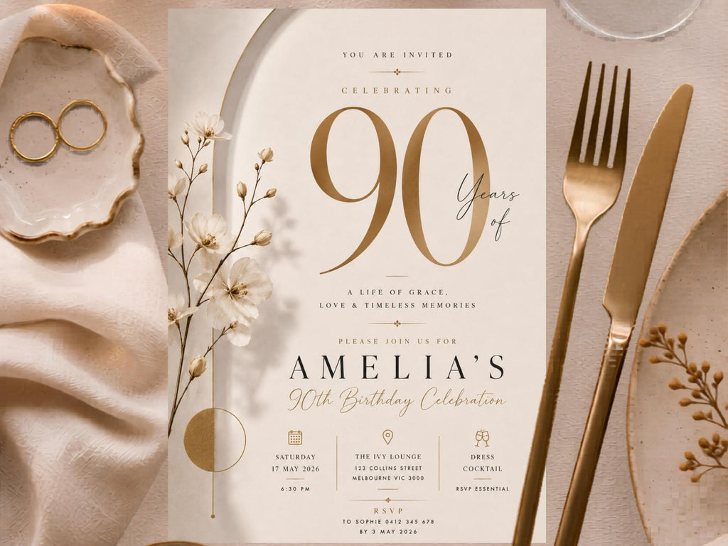 90th Birthday Invitation Template preview 3