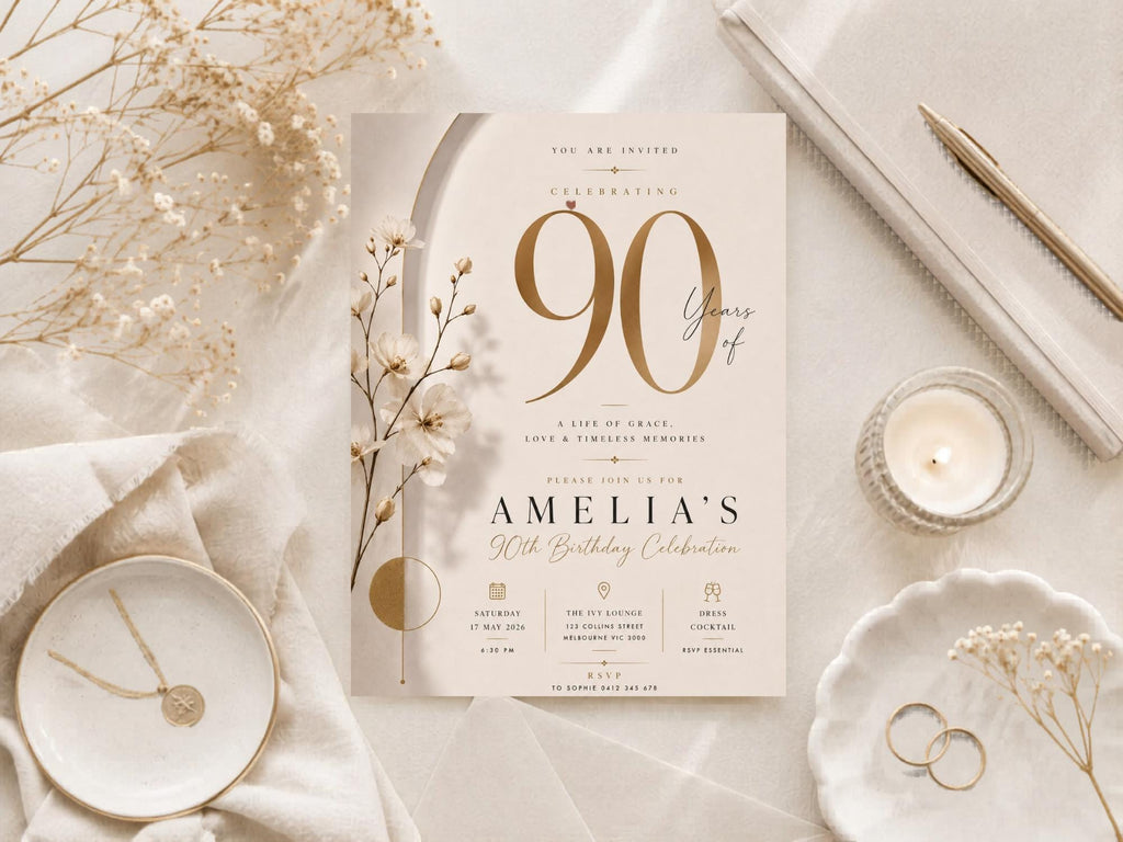90th Birthday Invitation Template preview 1