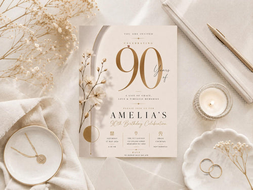 90th Birthday Invitation Template preview 1
