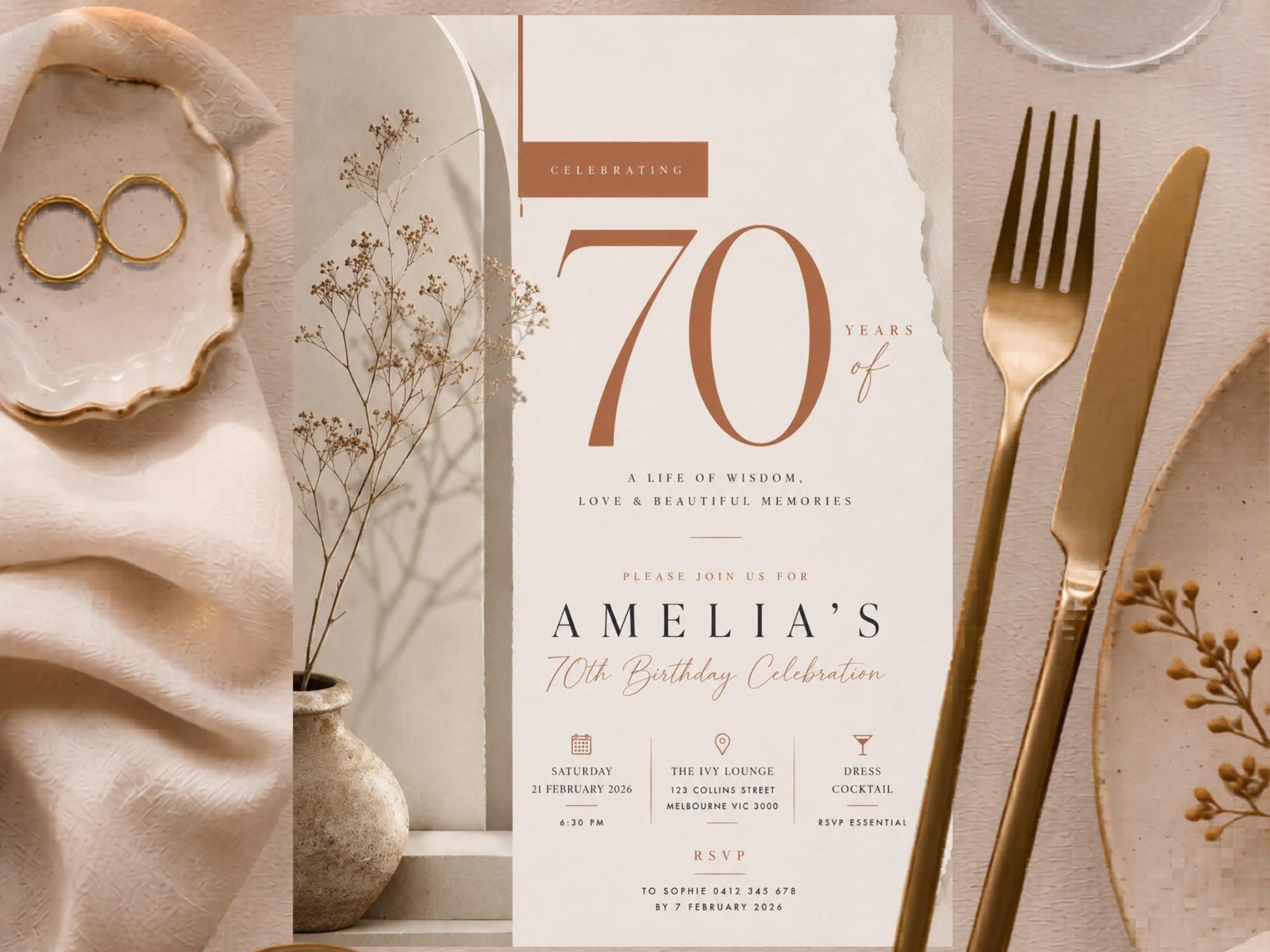 70th Birthday Invitation Template preview 5