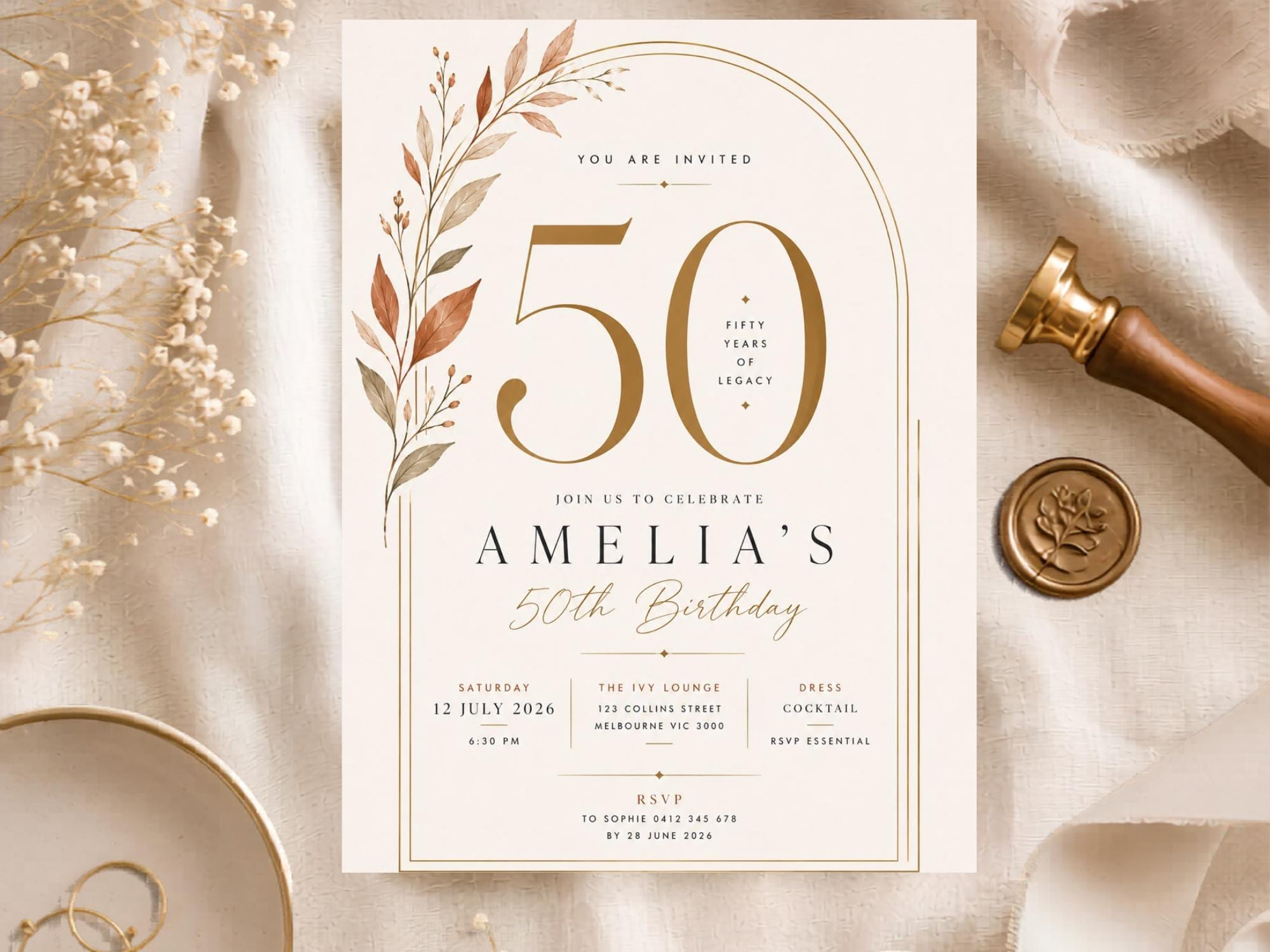 50th Birthday Invitation Template preview 4