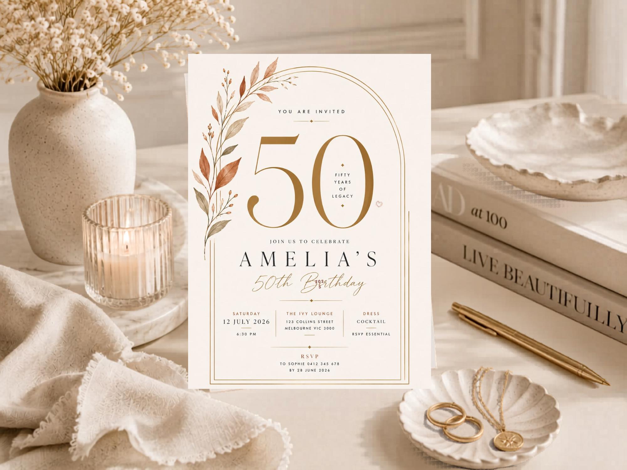 50th Birthday Invitation Template preview 5