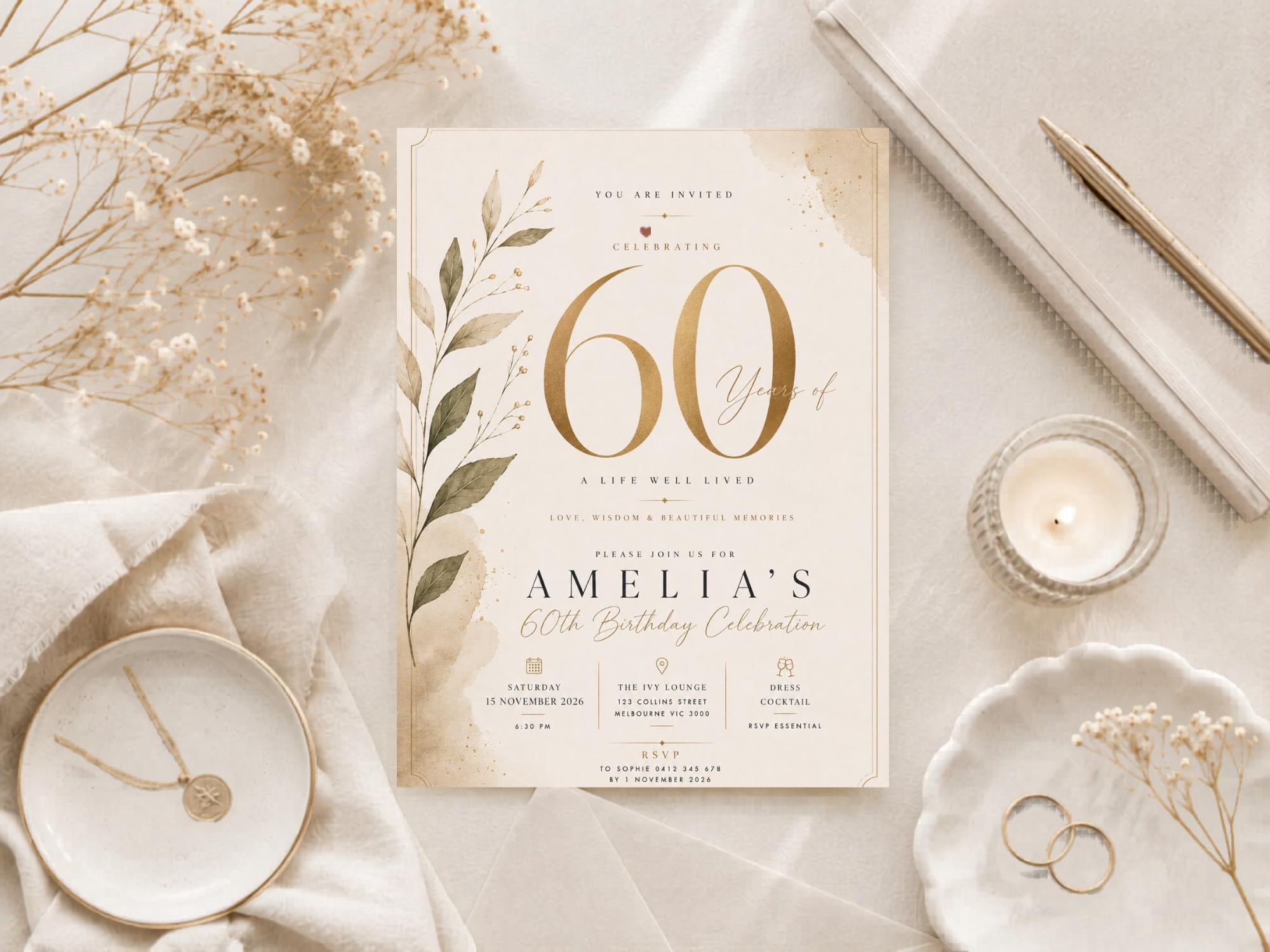 60th Birthday Invitation Template preview 1