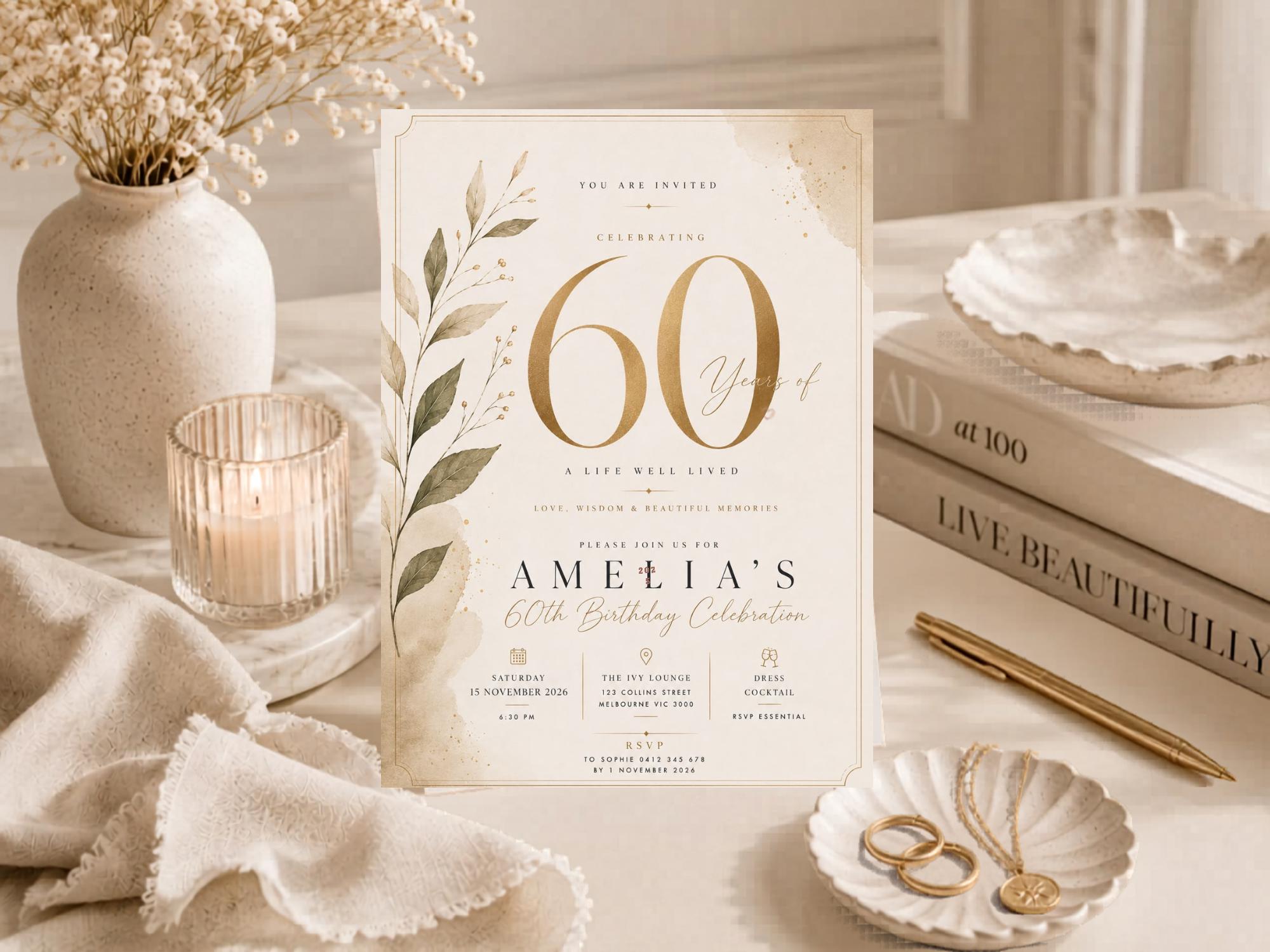 60th Birthday Invitation Template preview 4