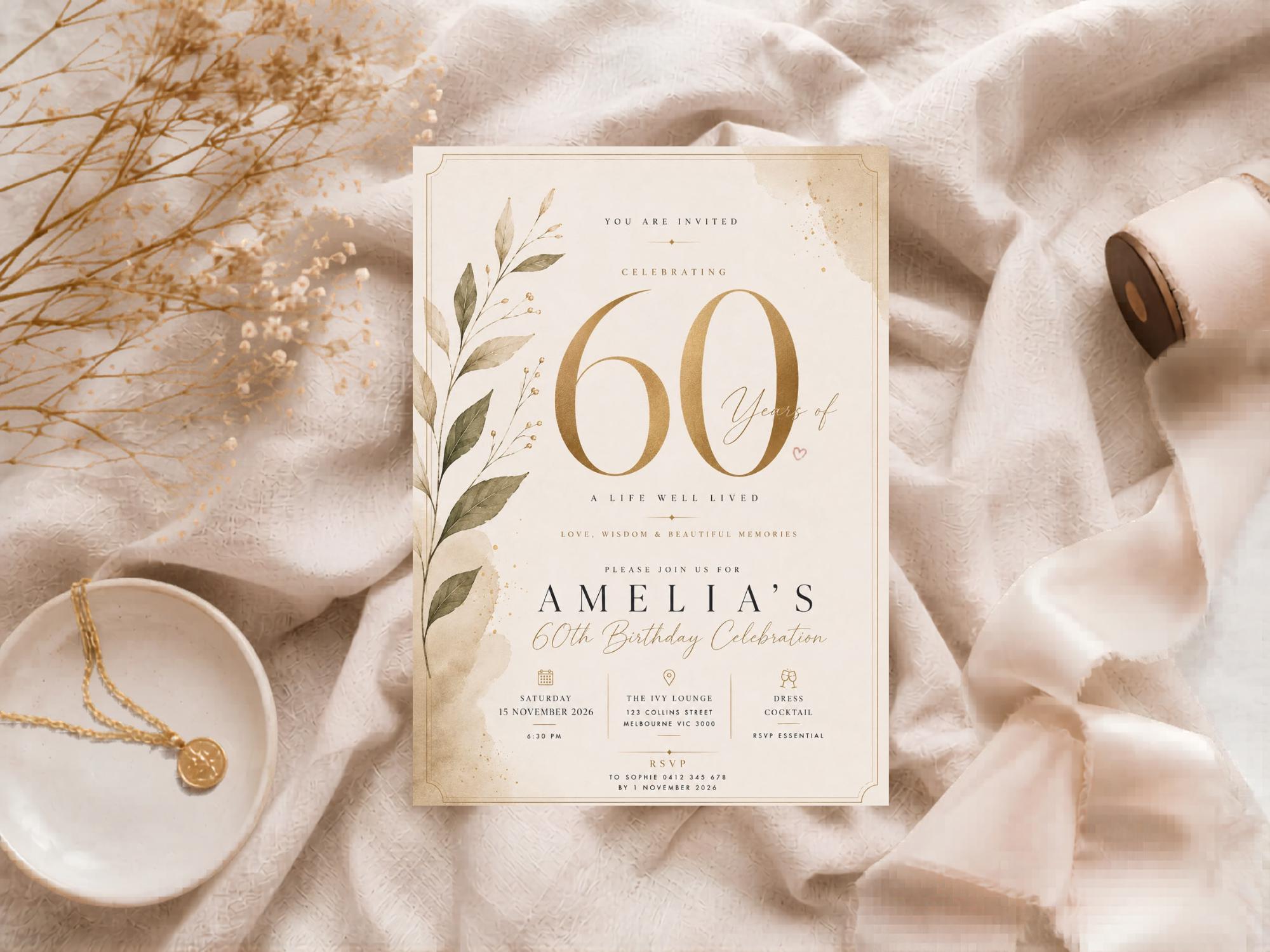 60th Birthday Invitation Template preview 6