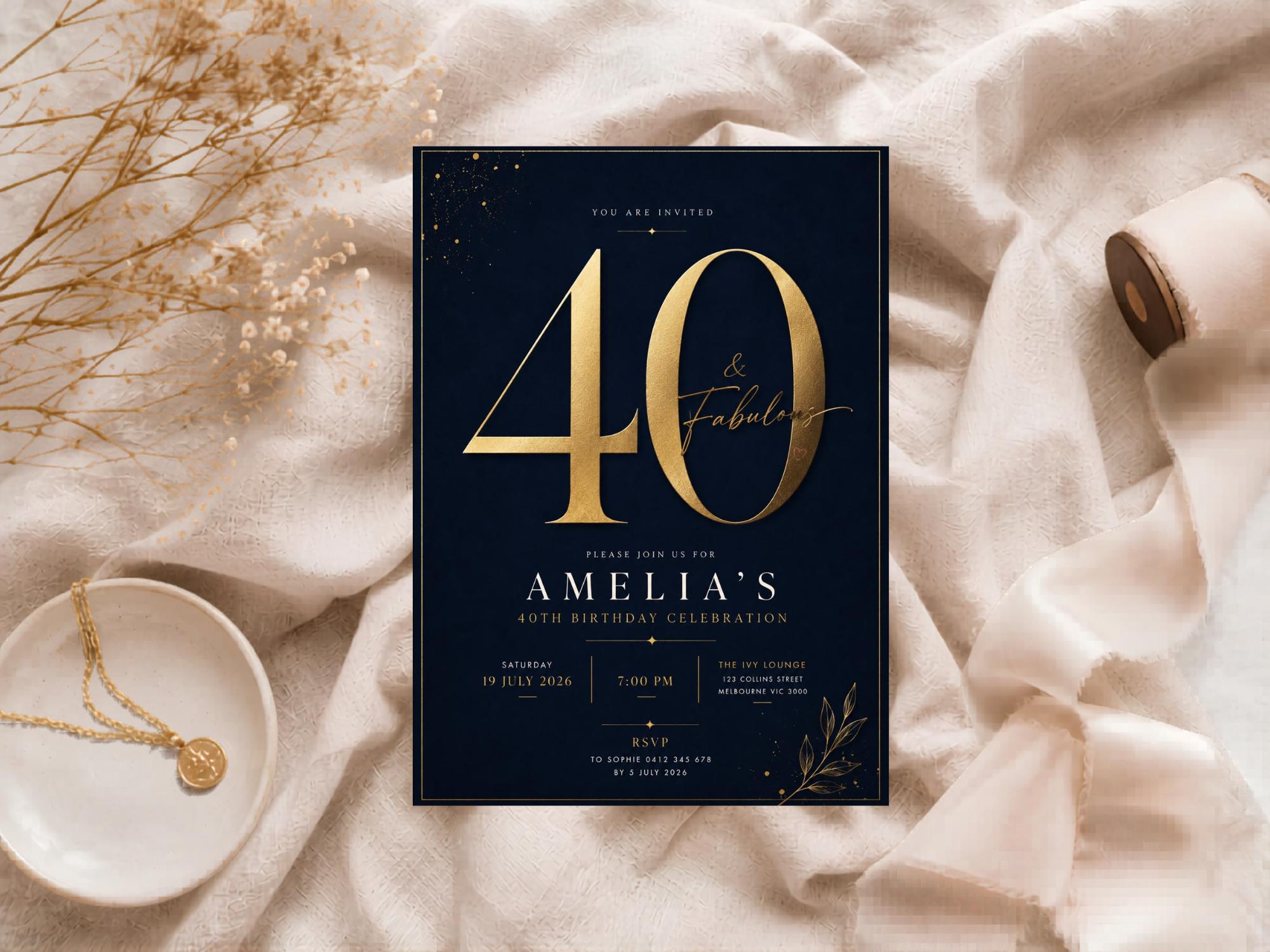 40th Birthday Invitation Template preview 6