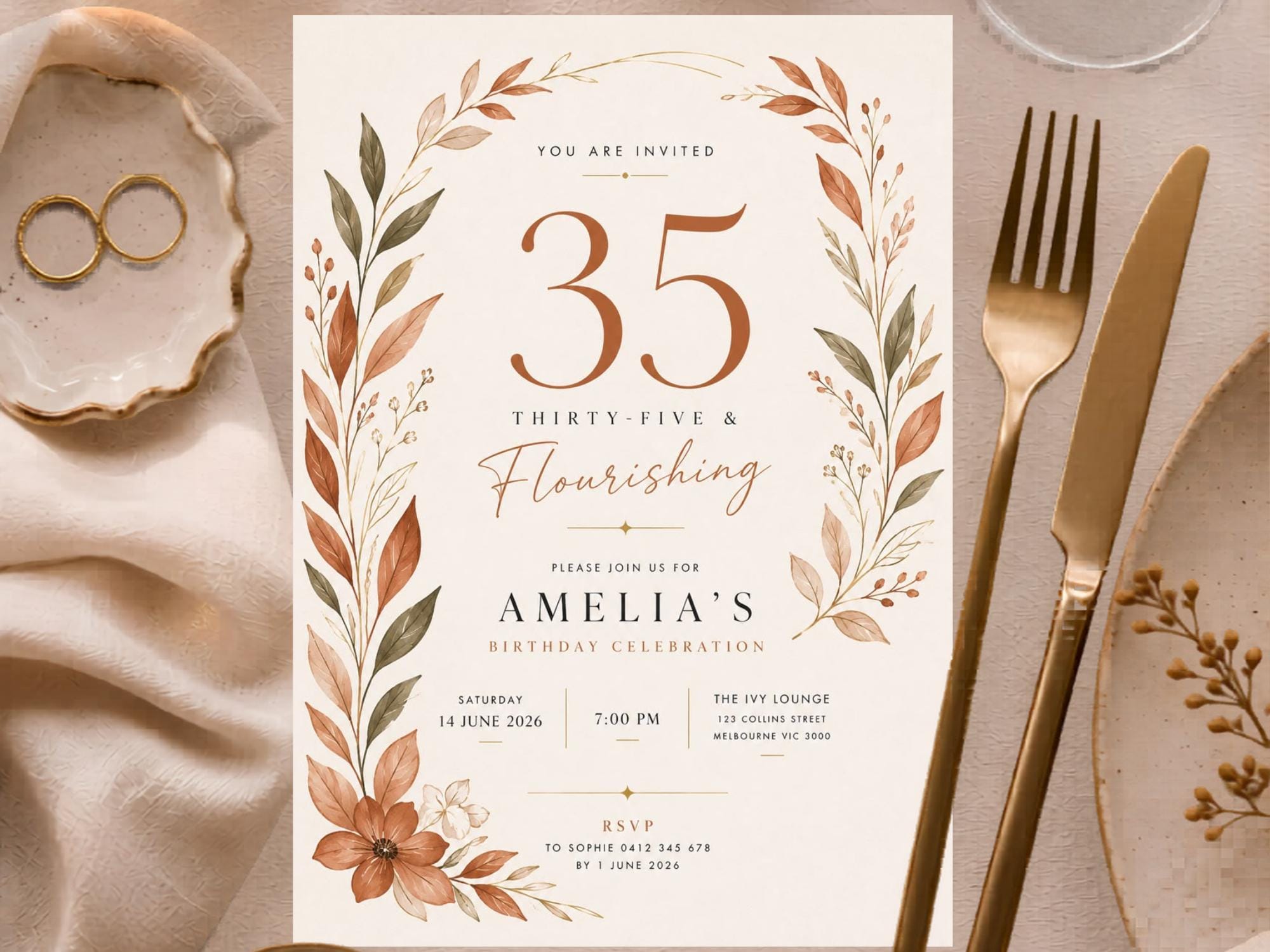 35th Birthday Invitation Template preview 5
