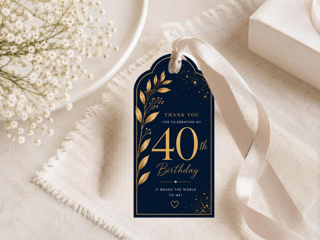 40th Birthday Favor Tag Template preview 1