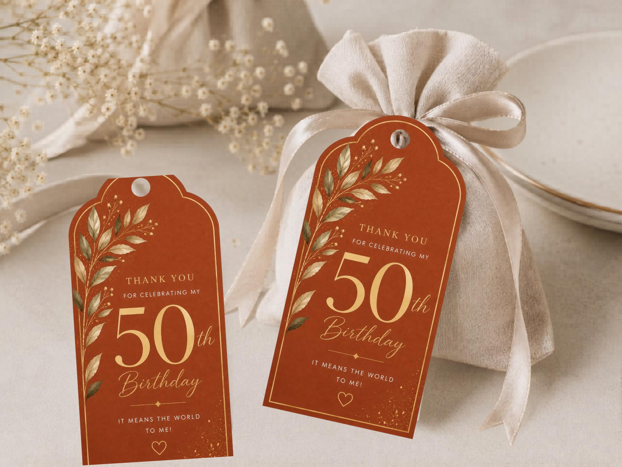 50th Birthday Favor Tag Template preview 2