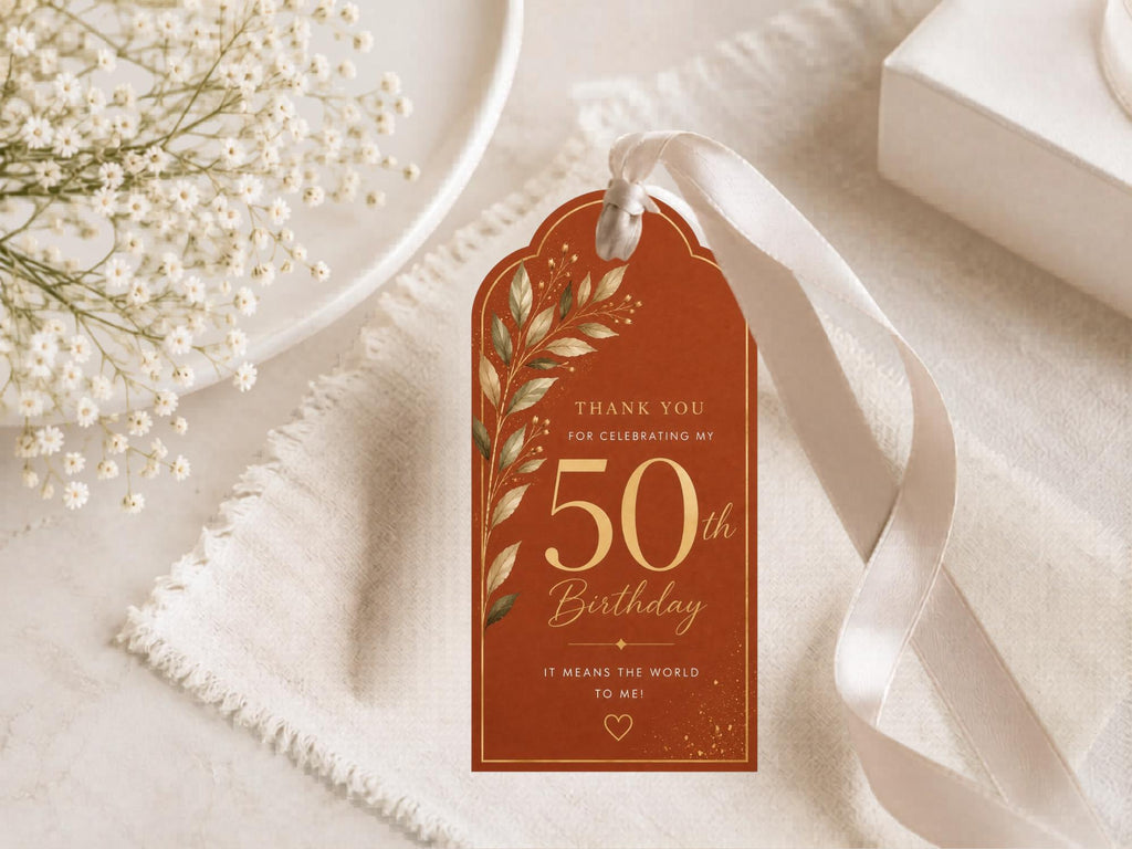 50th Birthday Favor Tag Template preview 5