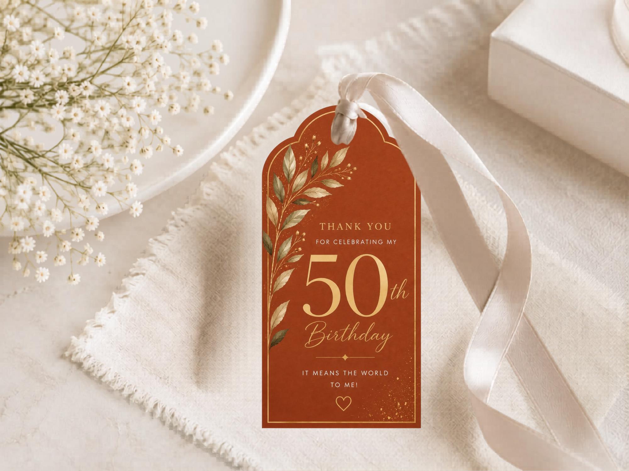 50th Birthday Favor Tag Template preview 5