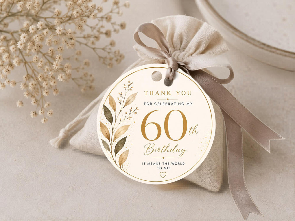 60th Birthday Favor Tag Template preview 1