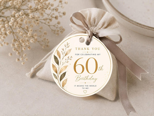60th Birthday Favor Tag Template preview 1