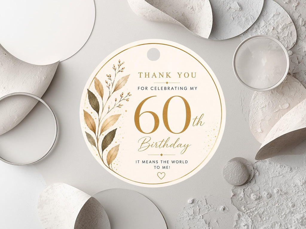 60th Birthday Favor Tag Template preview 5