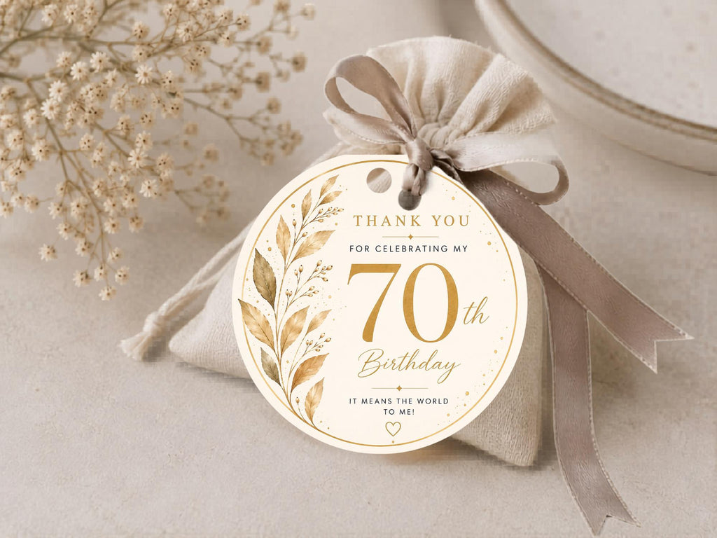 70th Birthday Favor Tag Template preview 1