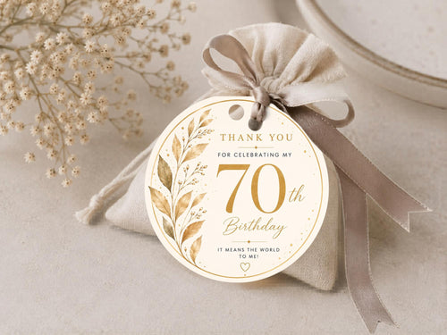 70th Birthday Favor Tag Template preview 1