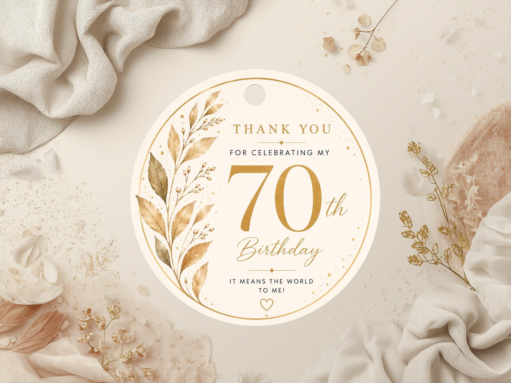 70th Birthday Favor Tag Template preview 5