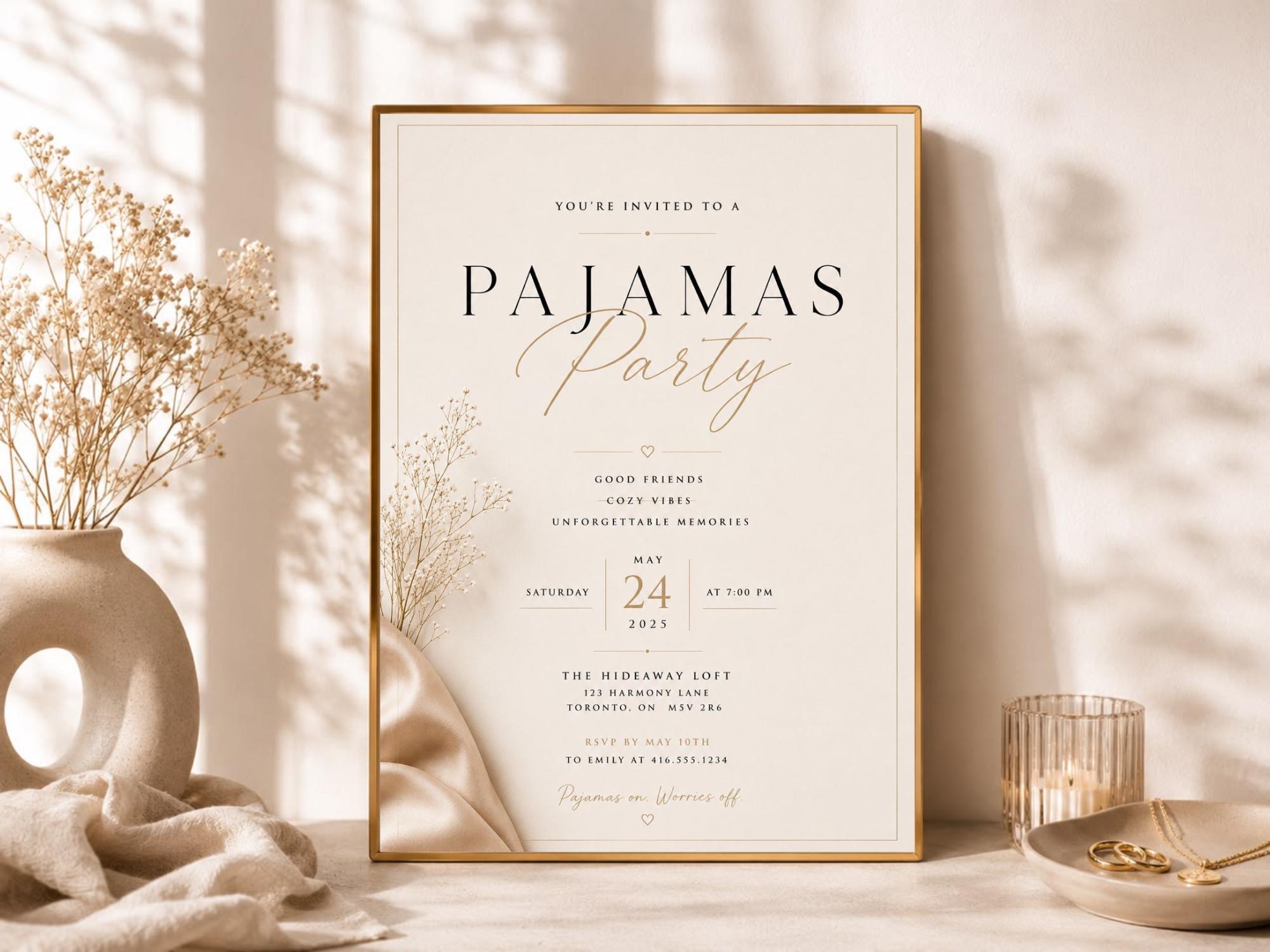 Pajama Party Invitation Template preview 2