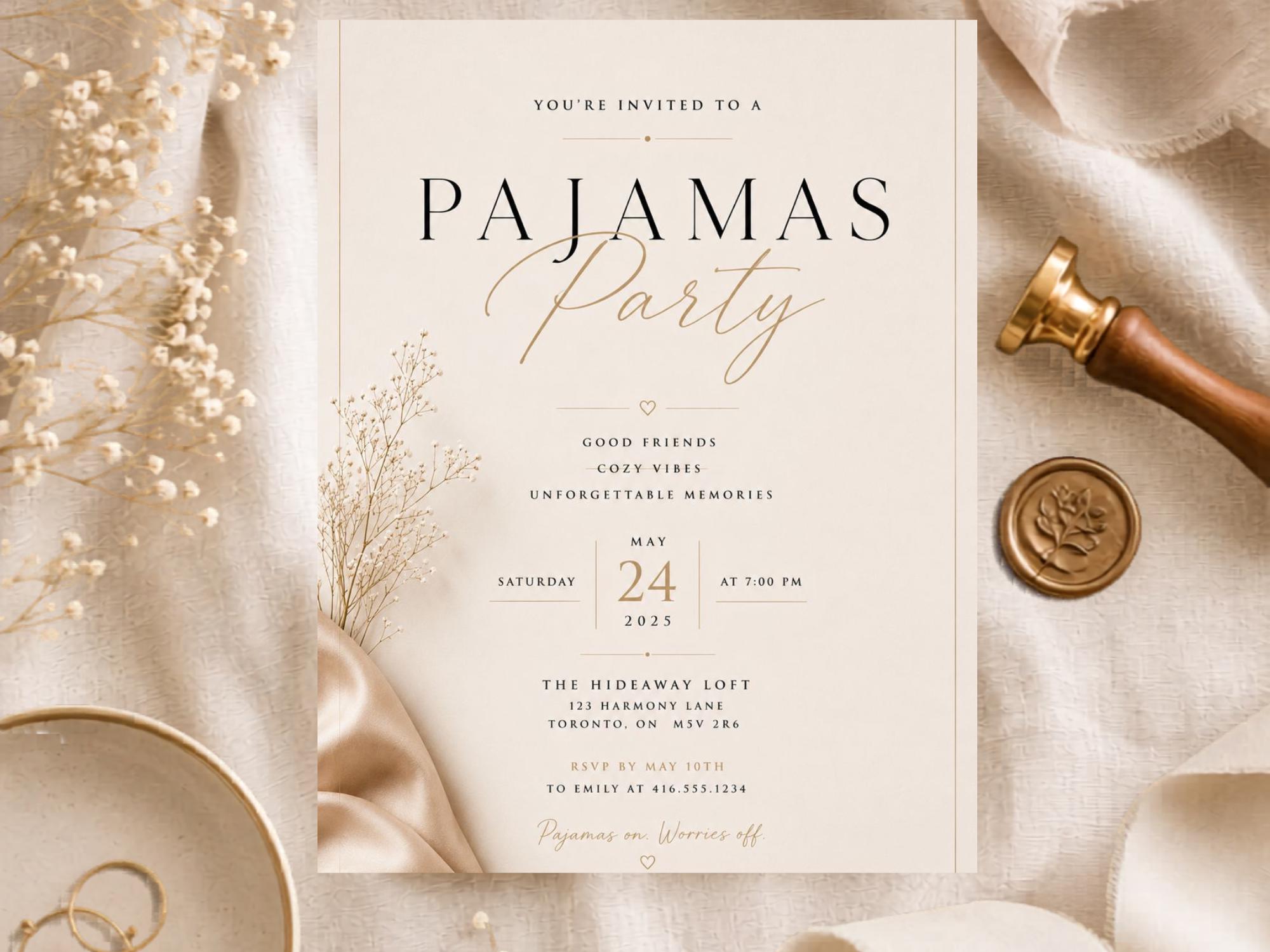 Pajama Party Invitation Template preview 3