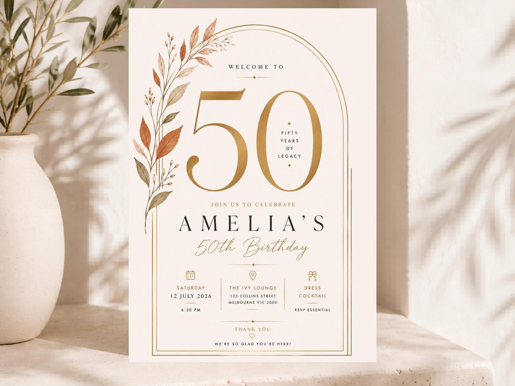 50th Birthday Welcome Sign Template preview 3