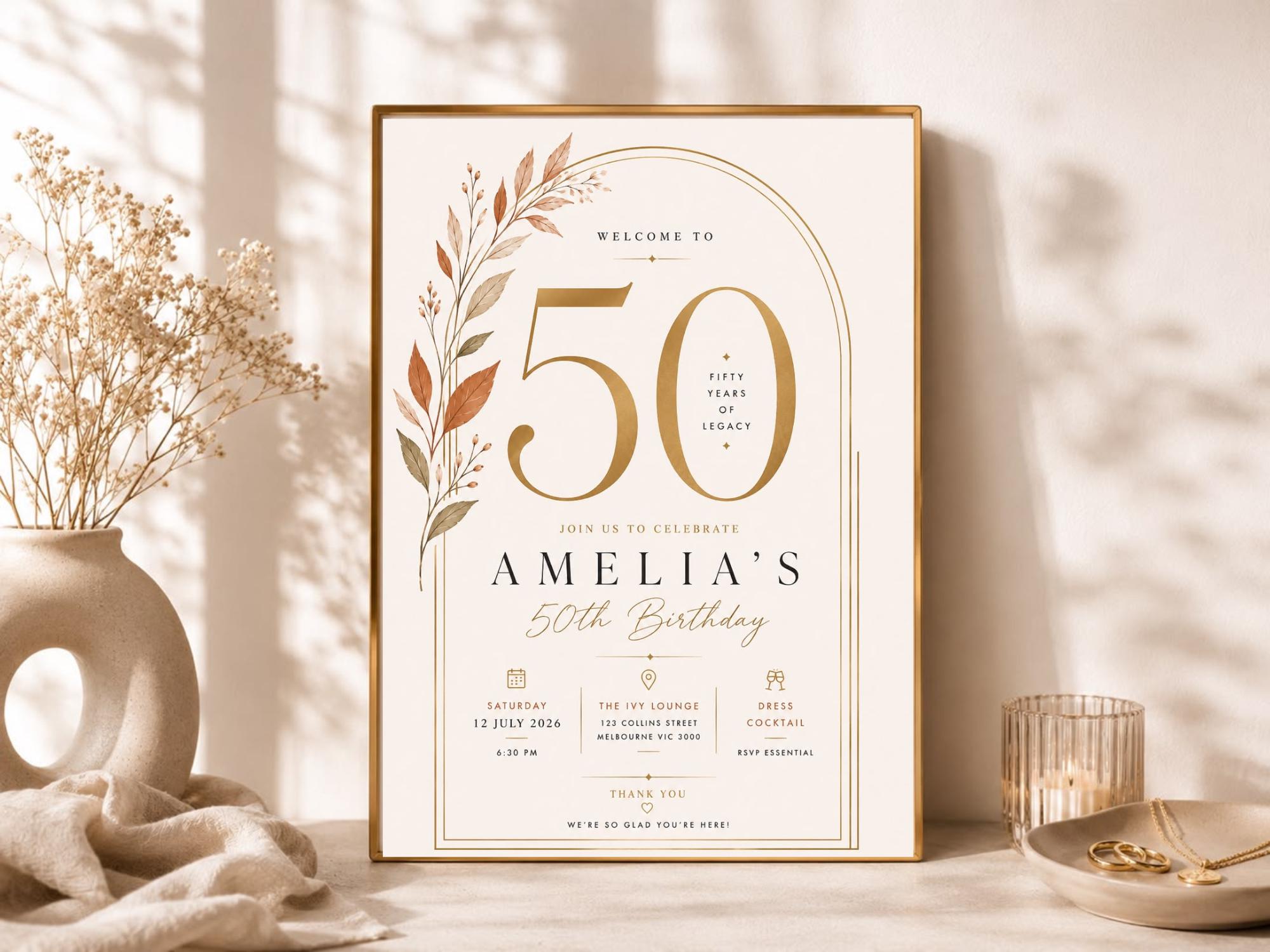 50th Birthday Welcome Sign Template preview 4