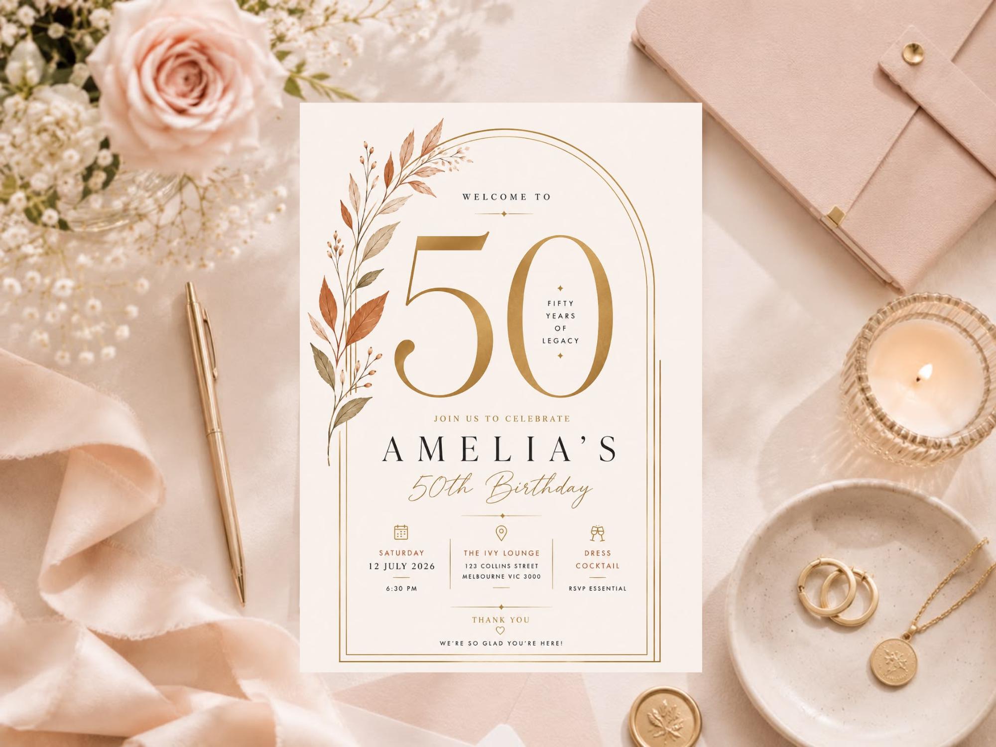50th Birthday Welcome Sign Template preview 2