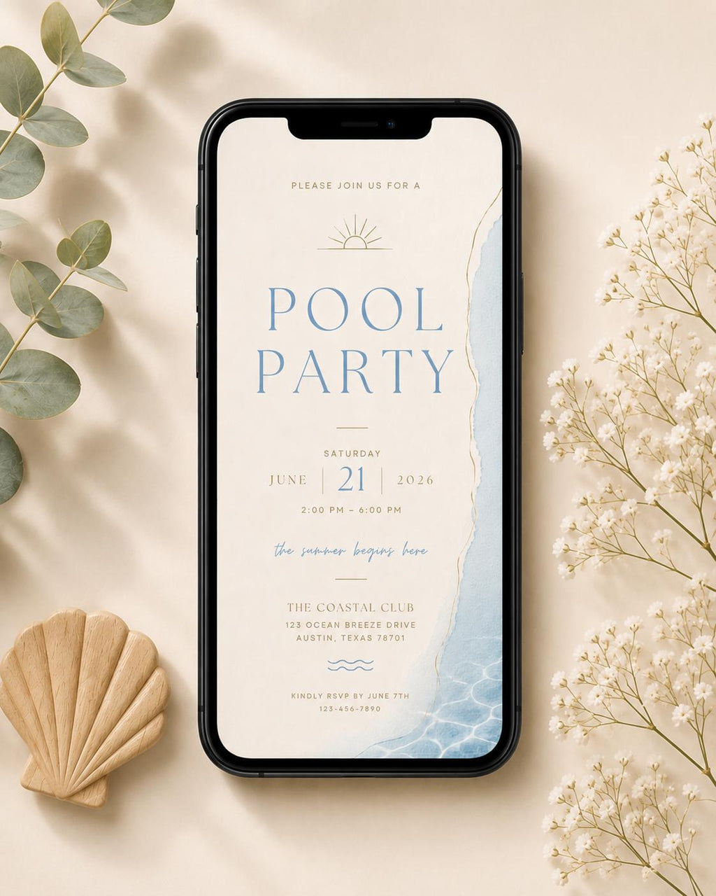 Pool Party Invitation Template preview 2