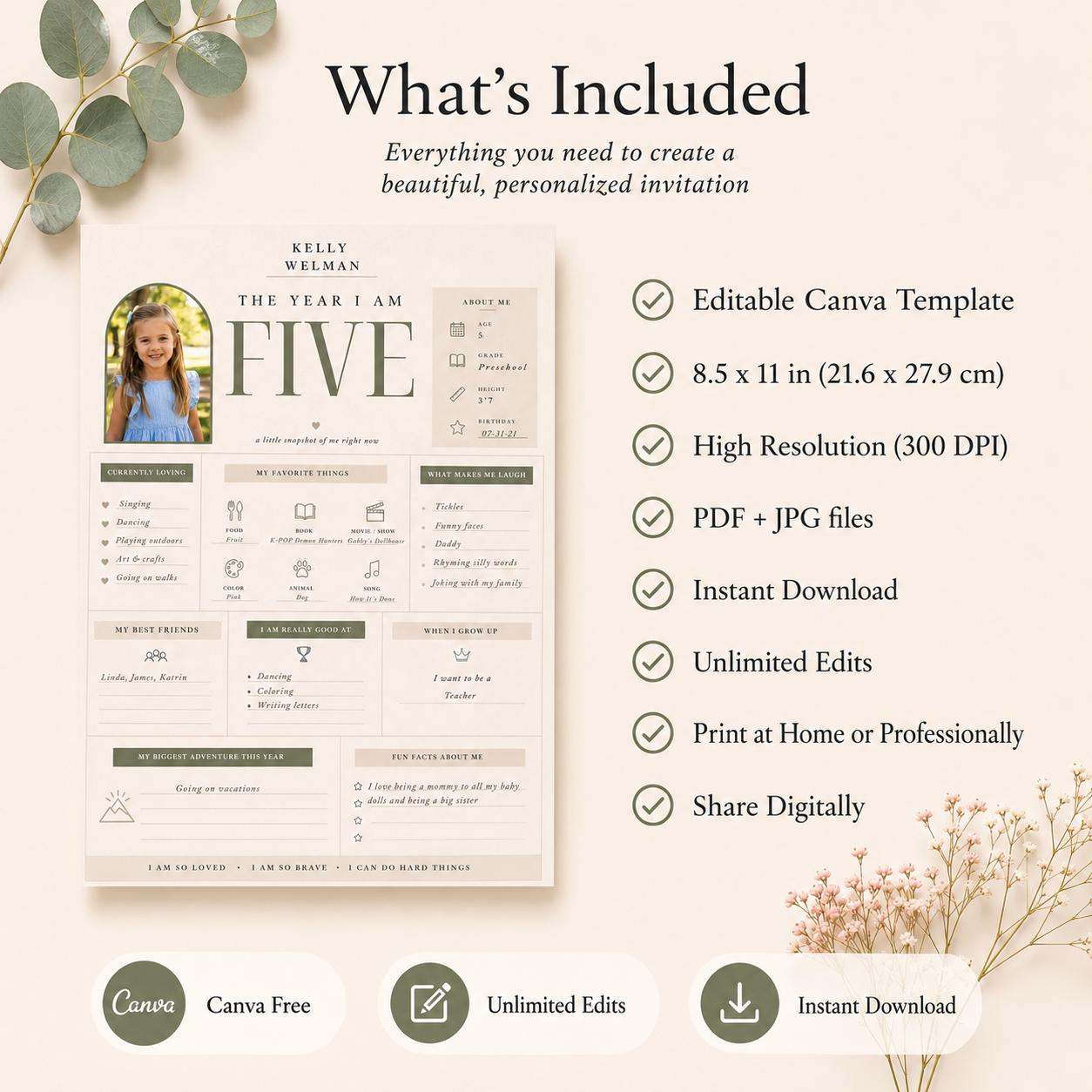The Year I Turned Five Milestone Board preview 4