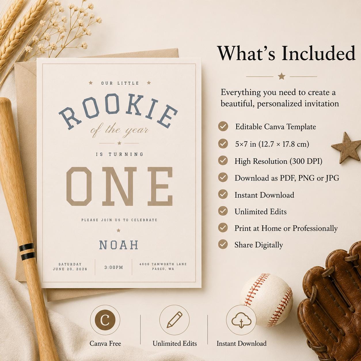 Rookie of the Year First Birthday Invitation preview 4
