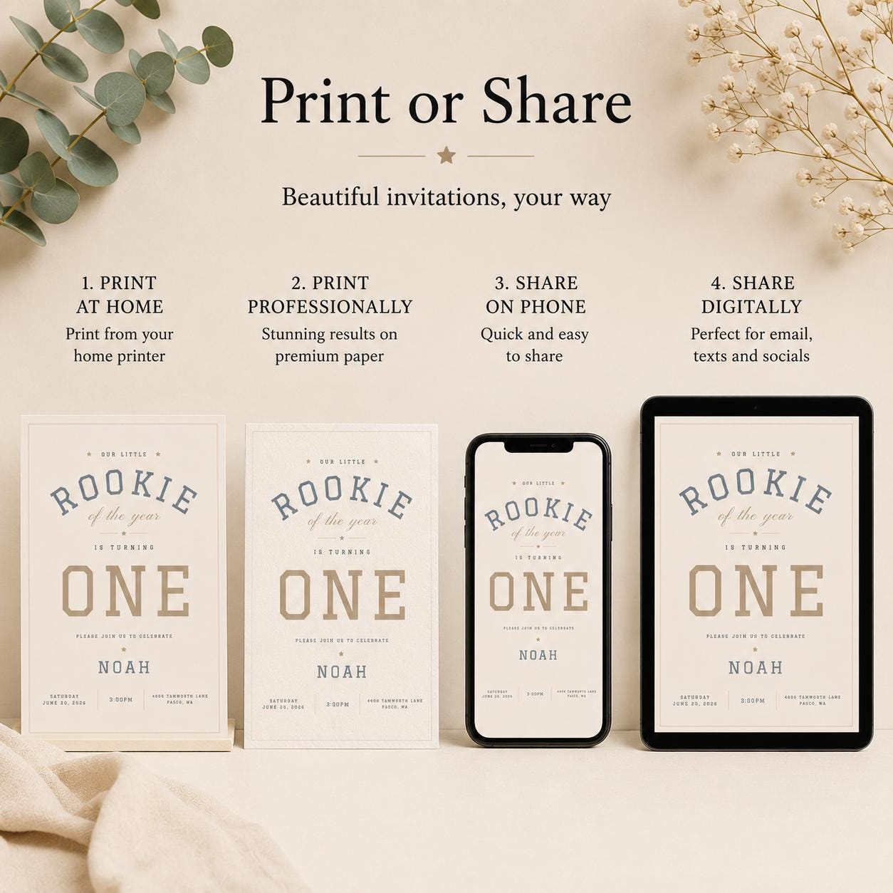 Rookie of the Year First Birthday Invitation preview 6
