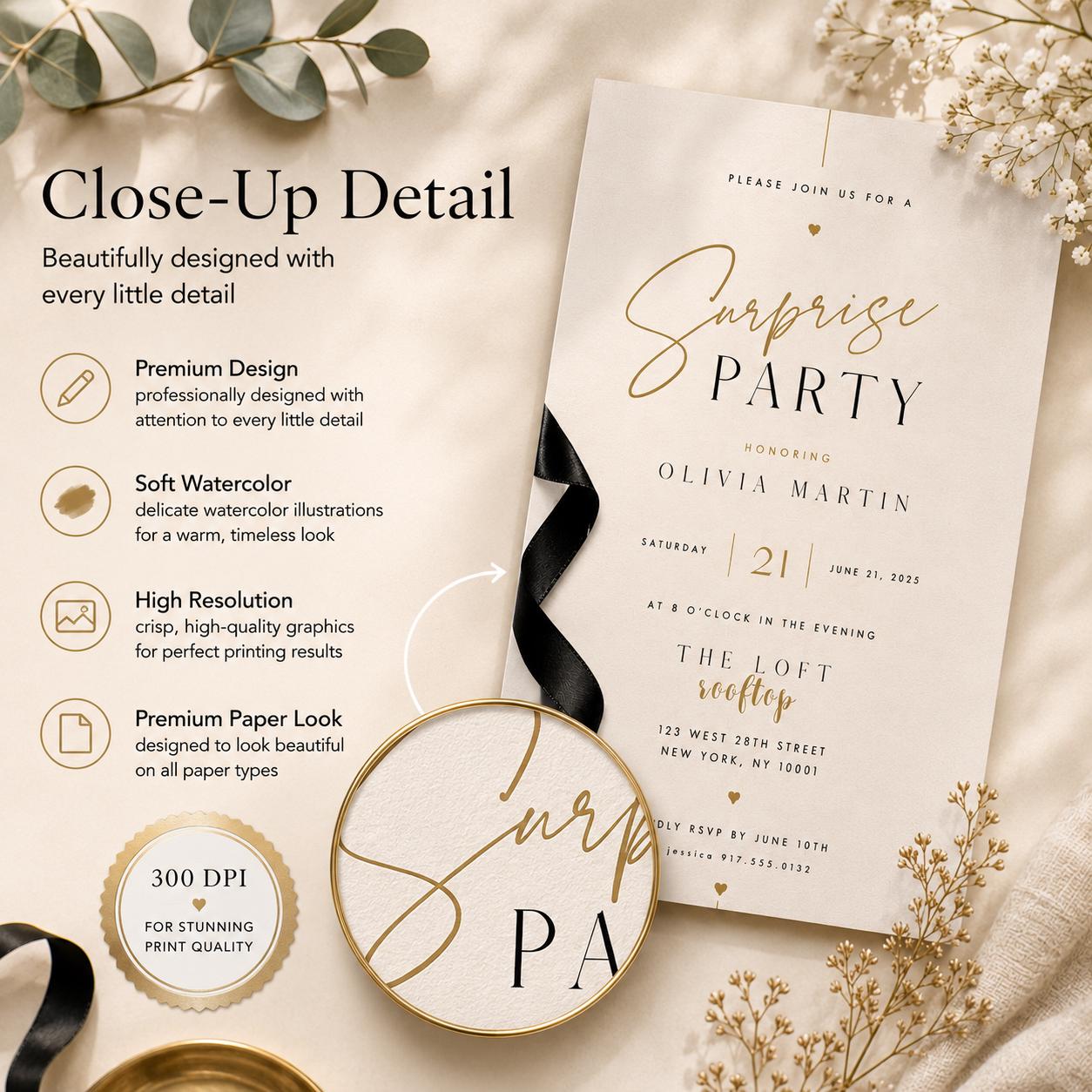 Surprise Birthday Invitation Template preview 6